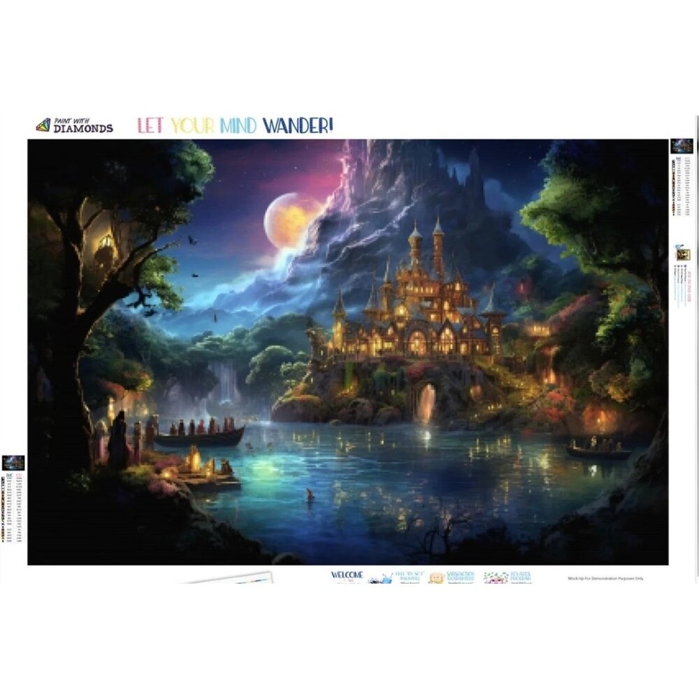 Magical Lake Castle Diamond Painting Kit 60 x 40 Cm DIY Craft With Tools